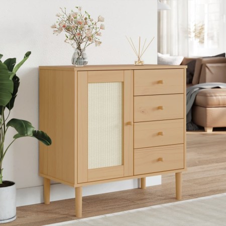 SENJA sideboard rattan look brown pine wood 80x40x80 cm by , Sideboards - Ref: Foro24-358037, Price: 100,55 €, Discount: %