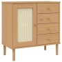 Aparador SENJA aspecto de ratán madera pino marrón 80x40x80 cm de , Aparadores - Ref: Foro24-358037, Precio: 101,74 €, Descue...