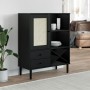 Aparador alto SENJA aspecto de ratán madera negro 90x40x112 cm de , Aparadores - Ref: Foro24-358054, Precio: 136,00 €, Descue...