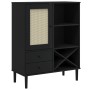 SENJA high sideboard black wood rattan look 90x40x112 cm by , Sideboards - Ref: Foro24-358054, Price: 136,00 €, Discount: %