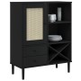 Aparador alto SENJA aspecto de ratán madera negro 90x40x112 cm de , Aparadores - Ref: Foro24-358054, Precio: 136,00 €, Descue...