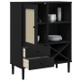 Aparador alto SENJA aspecto de ratán madera negro 90x40x112 cm de , Aparadores - Ref: Foro24-358054, Precio: 136,00 €, Descue...