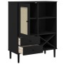 Aparador alto SENJA aspecto de ratán madera negro 90x40x112 cm de , Aparadores - Ref: Foro24-358054, Precio: 136,00 €, Descue...