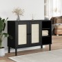 Aparador SENJA aspecto de ratán madera pino negro 112x40x80 cm de , Aparadores - Ref: Foro24-358030, Precio: 154,96 €, Descue...