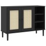 SENJA sideboard rattan look black pine wood 112x40x80 cm by , Sideboards - Ref: Foro24-358030, Price: 153,07 €, Discount: %