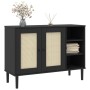 Aparador SENJA aspecto de ratán madera pino negro 112x40x80 cm de , Aparadores - Ref: Foro24-358030, Precio: 154,96 €, Descue...