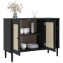 Aparador SENJA aspecto de ratán madera pino negro 112x40x80 cm de , Aparadores - Ref: Foro24-358030, Precio: 154,96 €, Descue...