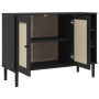 Aparador SENJA aspecto de ratán madera pino negro 112x40x80 cm de , Aparadores - Ref: Foro24-358030, Precio: 154,96 €, Descue...