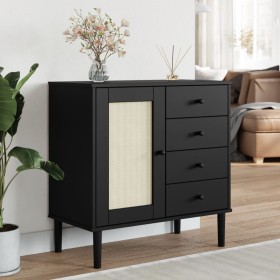 SENJA sideboard rattan look black pine wood 80x40x80 cm by , Sideboards - Ref: Foro24-358039, Price: 100,99 €, Discount: %