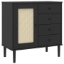 SENJA sideboard rattan look black pine wood 80x40x80 cm by , Sideboards - Ref: Foro24-358039, Price: 100,55 €, Discount: %