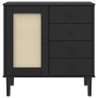 Aparador SENJA aspecto de ratán madera pino negro 80x40x80 cm de , Aparadores - Ref: Foro24-358039, Precio: 107,00 €, Descuen...