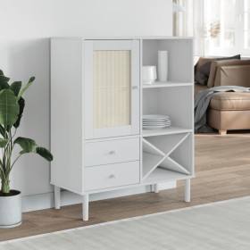 Aparador alto SENJA aspecto de ratán madera blanco 90x40x112 cm de , Aparadores - Ref: Foro24-358053, Precio: 136,99 €, Descu...