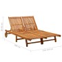 Garden sunbed for 2 people with solid acacia wood and cushions by , Loungers - Ref: Foro24-3061378, Price: 392,34 €, Discount: %