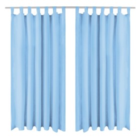 Micro-satin curtains with loops 2 units 140x225cm turquoise by vidaXL, Curtains and curtains - Ref: Foro24-132220, Price: 26,...