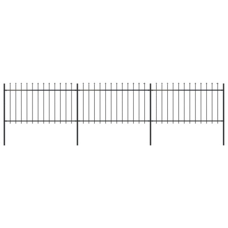 Garden fence with black steel spear points 5.1x1 m by , fence panels - Ref: Foro24-277613, Price: 269,67 €, Discount: %