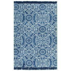 Alfombra de algodón Kilim 120x180 cm estampado azul de vidaXL, Alfombras - Ref: Foro24-246555, Precio: 31,99 €, Descuento: %