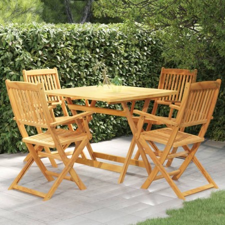 Folding garden dining table 5 pieces solid acacia wood by , Garden sets - Ref: Foro24-3058261, Price: 337,20 €, Discount: %