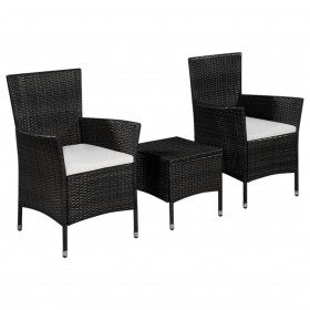 Garden bistro table and chairs set 3 pieces black synthetic rattan by vidaXL, Garden sets - Ref: Foro24-44094, Price: 168,84 ...