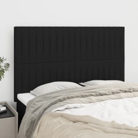 Cabeceros 4 unidades tela negro 72x5x78/88 cm de , Cabeceros y pies de cama - Ref: Foro24-3116570, Precio: 110,99 €, Descuent...