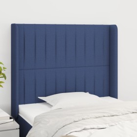 Headboard with blue fabric ears 83x16x118/128 cm by , Headboards and footboards - Ref: Foro24-3119798, Price: 70,99 €, Discou...