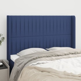 Cabecero con orejas de tela azul 147x16x118/128 cm de , Cabeceros y pies de cama - Ref: Foro24-3119822, Precio: 120,99 €, Des...