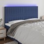 Cabecero con luces LED tela azul 200x5x118/128 cm de , Cabeceros y pies de cama - Ref: Foro24-3122690, Precio: 133,15 €, Desc...