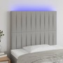 Headboard with LED lights light gray fabric 100x5x118/128 cm by , Headboards and footboards - Ref: Foro24-3122652, Price: 76,...