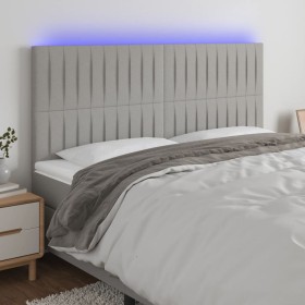 Headboard with LED lights light gray fabric 200x5x118/128 cm by , Headboards and footboards - Ref: Foro24-3122684, Price: 135...