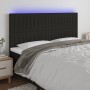 Cabecero con luces LED tela negro 200x5x118/128 cm de , Cabeceros y pies de cama - Ref: Foro24-3122686, Precio: 115,10 €, Des...