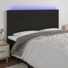 Cabecero con luces LED tela negro 200x5x118/128 cm de , Cabeceros y pies de cama - Ref: Foro24-3122686, Precio: 116,83 €, Des...