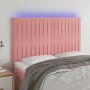 Pink velvet headboard with LED lights 144x5x118/128 cm by , Headboards and footboards - Ref: Foro24-3122715, Price: 117,58 €,...