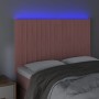 Pink velvet headboard with LED lights 144x5x118/128 cm by , Headboards and footboards - Ref: Foro24-3122715, Price: 117,58 €,...