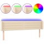 Cream fabric headboard with LED 163x16x78/88 cm by , Headboards and footboards - Ref: Foro24-3123387, Price: 75,99 €, Discoun...