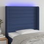 Blue fabric LED headboard 83x16x118/128 cm by , Headboards and footboards - Ref: Foro24-3124168, Price: 78,08 €, Discount: %