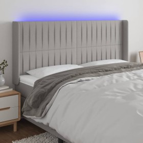 Light gray fabric headboard with LED 203x16x118/128 cm by , Headboards and footboards - Ref: Foro24-3124308, Price: 146,16 €,...