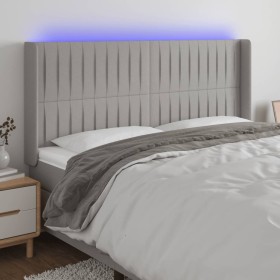 Light gray fabric headboard with LED 163x16x118/128 cm by , Headboards and footboards - Ref: Foro24-3124292, Price: 132,88 €,...