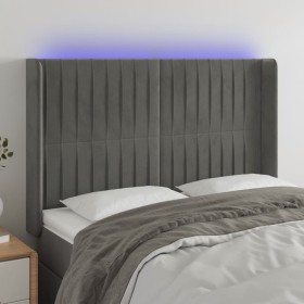 Light gray velvet headboard with LED 147x16x118/128 cm by , Headboards and footboards - Ref: Foro24-3124334, Price: 127,98 €,...