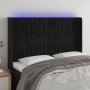 Black velvet headboard with LED 147x16x118/128 cm by , Headboards and footboards - Ref: Foro24-3124336, Price: 134,70 €, Disc...