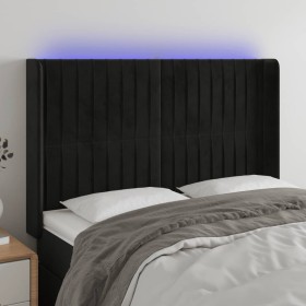 Cabecero con LED de terciopelo negro 147x16x118/128 cm de , Cabeceros y pies de cama - Ref: Foro24-3124336, Precio: 134,99 €,...