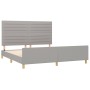 Bed frame with headboard light gray fabric 160x200 cm by , Beds and slatted bases - Ref: Foro24-3125146, Price: 227,56 €, Dis...