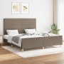 Bed frame with headboard in taupe gray fabric 160x200 cm by , Beds and slatted bases - Ref: Foro24-3125150, Price: 247,57 €, ...