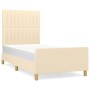 Bed frame with cream fabric headboard 100x200 cm by , Beds and slatted bases - Ref: Foro24-3125200, Price: 153,36 €, Discount: %