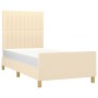 Bed frame with cream fabric headboard 100x200 cm by , Beds and slatted bases - Ref: Foro24-3125200, Price: 153,36 €, Discount: %