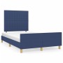 Estructura de cama con cabecero de tela azul 120x200 cm de , Camas y somieres - Ref: Foro24-3125209, Precio: 178,06 €, Descue...