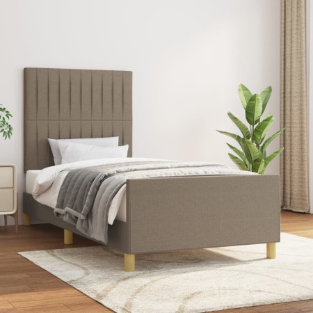 Estructura de cama con cabecero de tela gris taupe 100x200 cm de , Camas y somieres - Ref: Foro24-3125199, Precio: 149,99 €, ...