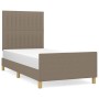 Bed frame with headboard in taupe gray fabric 100x200 cm by , Beds and slatted bases - Ref: Foro24-3125199, Price: 150,57 €, ...