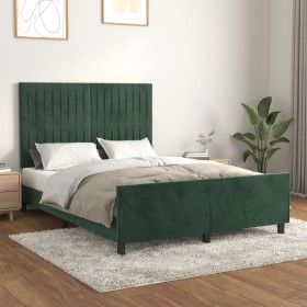 Estructura cama con cabecero terciopelo verde oscuro 140x190 cm de , Camas y somieres - Ref: Foro24-3125876, Precio: 230,19 €...