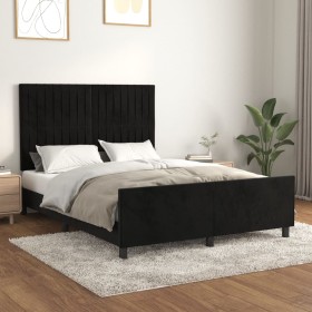 Estructura de cama con cabecero de terciopelo negro 140x200 cm de , Camas y somieres - Ref: Foro24-3125881, Precio: 235,01 €,...