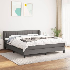 Box spring bed with dark gray fabric mattress 160x200 cm by , Beds and slatted bases - Ref: Foro24-3126414, Price: 508,19 €, ...