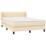 Cama box spring con colchón tela color crema 140x190 cm de , Camas y somieres - Ref: Foro24-3126402, Precio: 456,76 €, Descue...